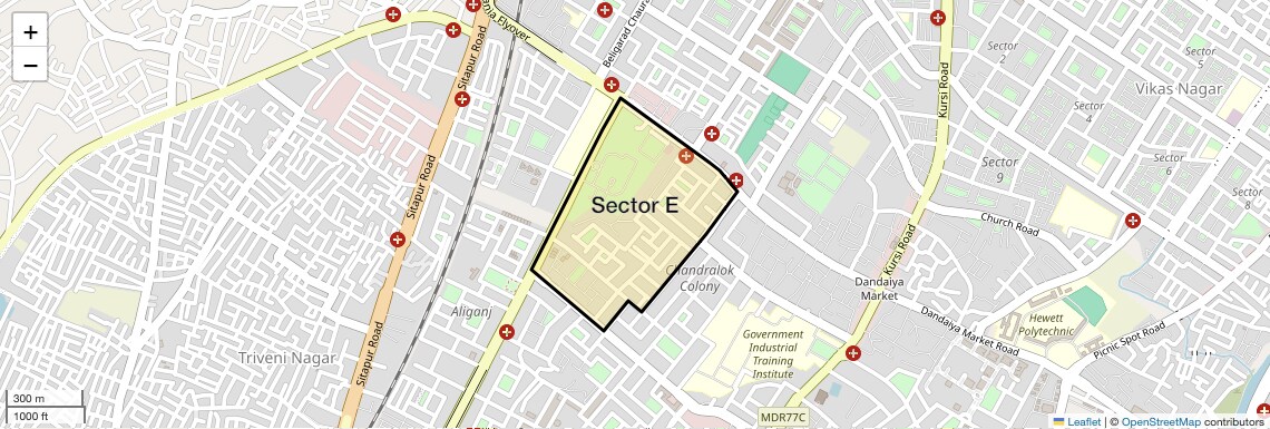 Location Map of Sector E, Lucknow