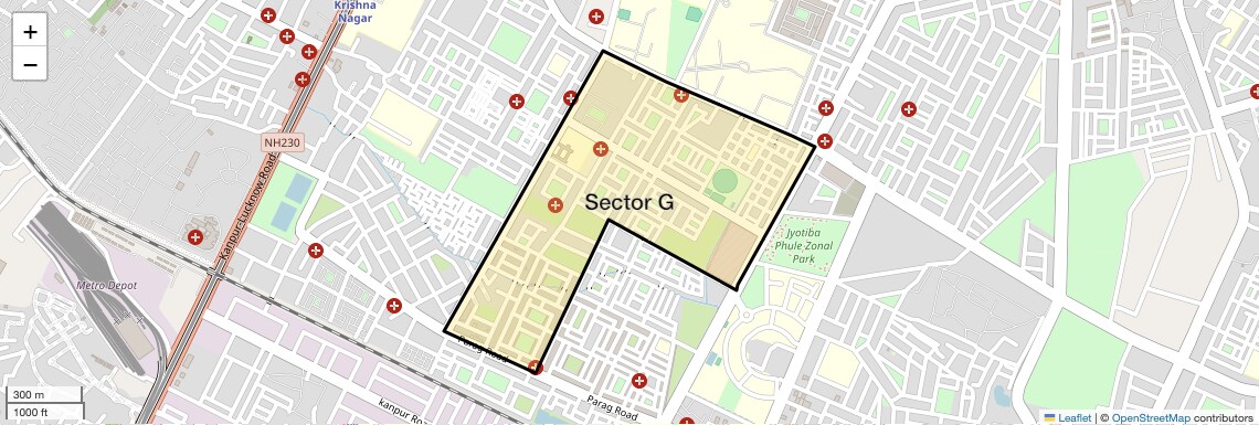 Location Map of Sector G, Lucknow