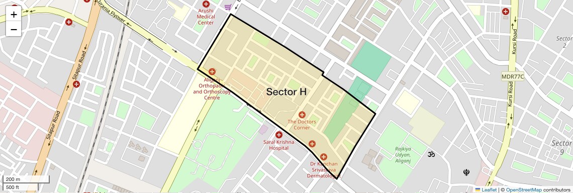 Location Map of Sector H, Lucknow