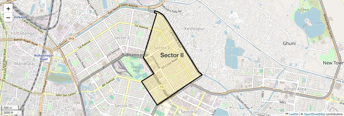 Location Map of Sector II, Kolkata