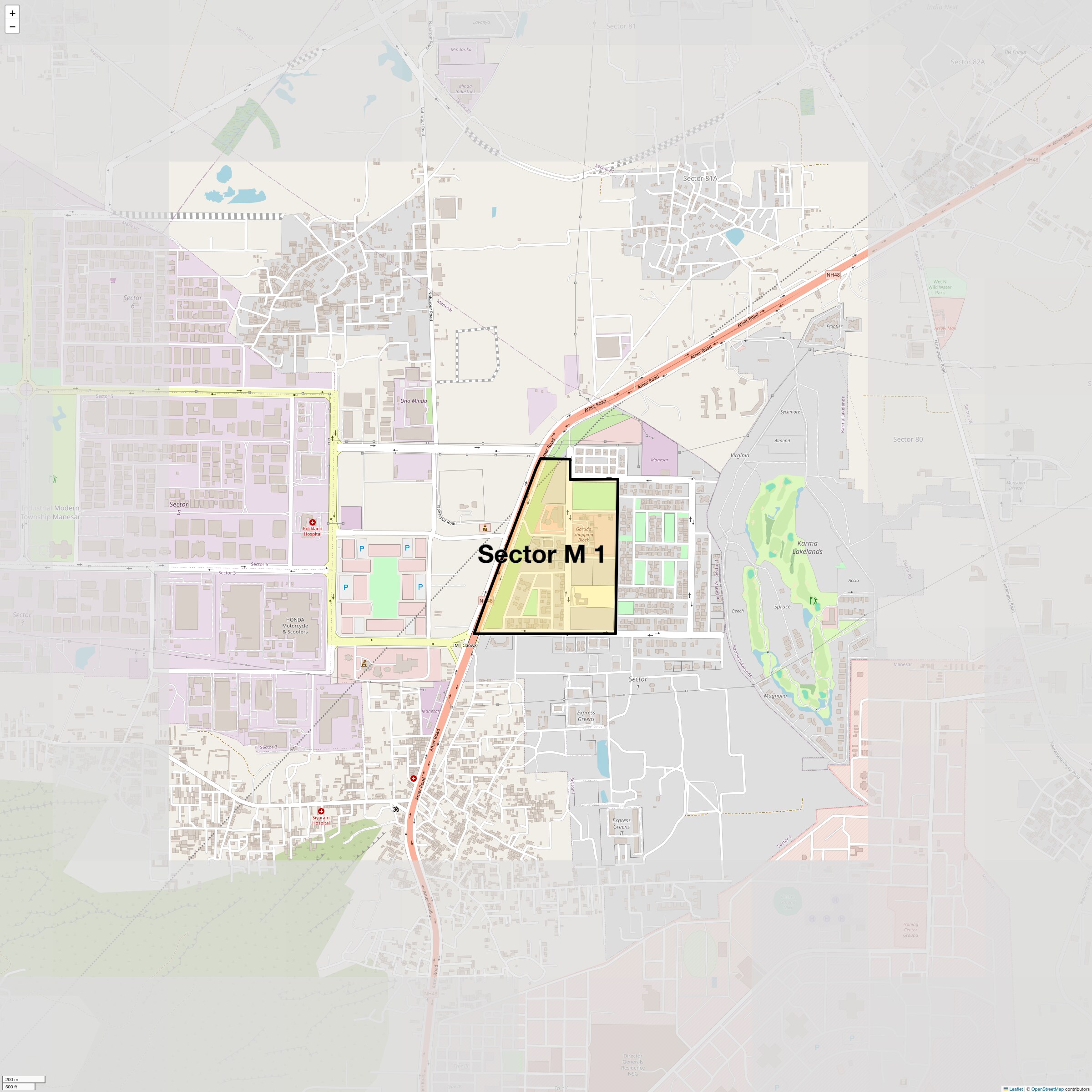 Location Map of Sector M 1, Gurgaon