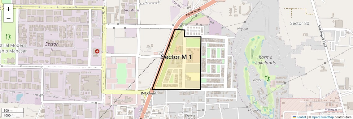 Location Map of Sector M 1, Gurgaon