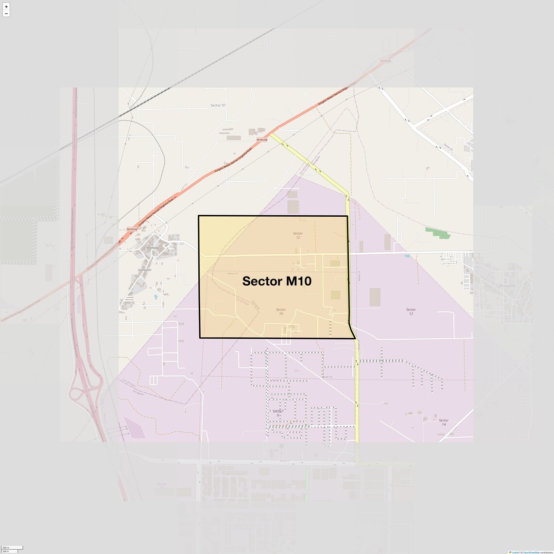Location Map of Sector M10, Gurgaon