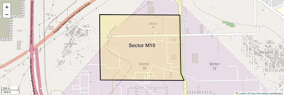 Location Map of Sector M10, Gurgaon