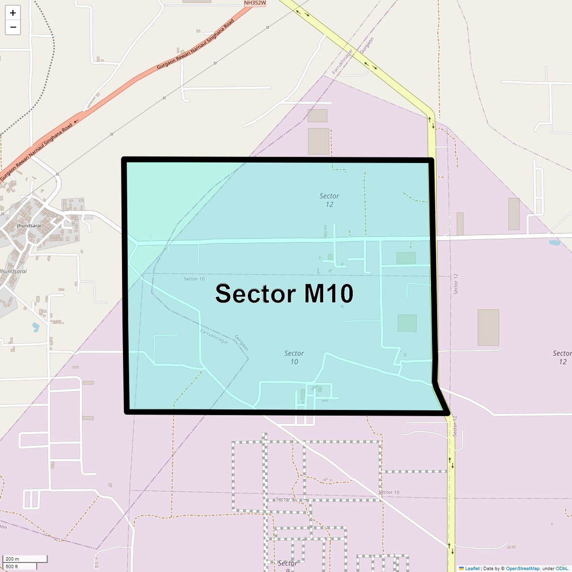 Location Map of Sector M10, Gurgaon