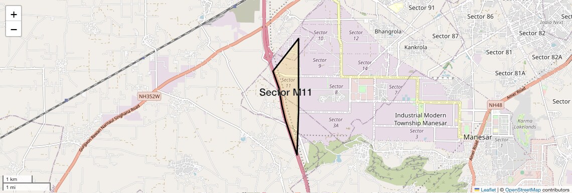 Location Map of Sector M11, Gurgaon