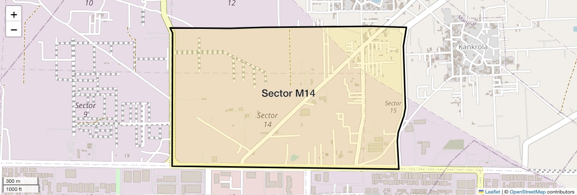 Location Map of Sector M14, Gurgaon