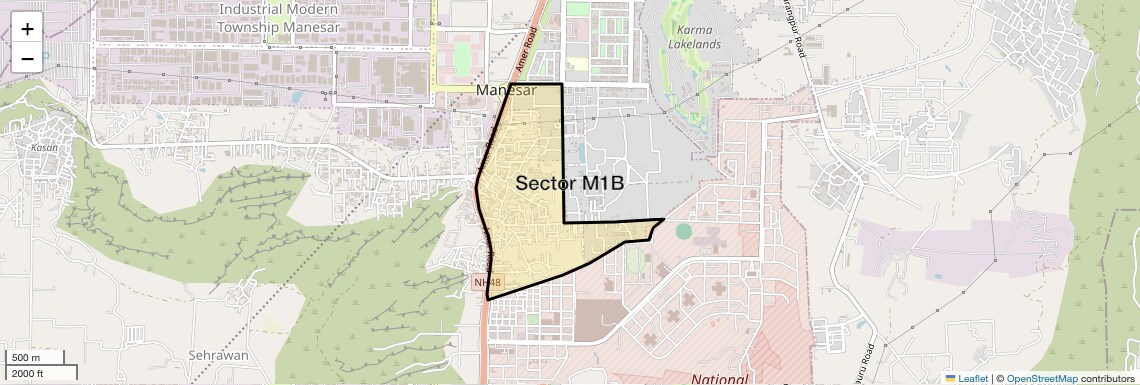 Location Map of Sector M1B, Gurgaon