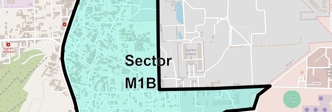 Location Map of Sector M1B, Gurgaon