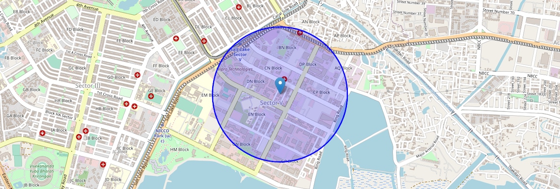 Location Map of Sector V, Kolkata