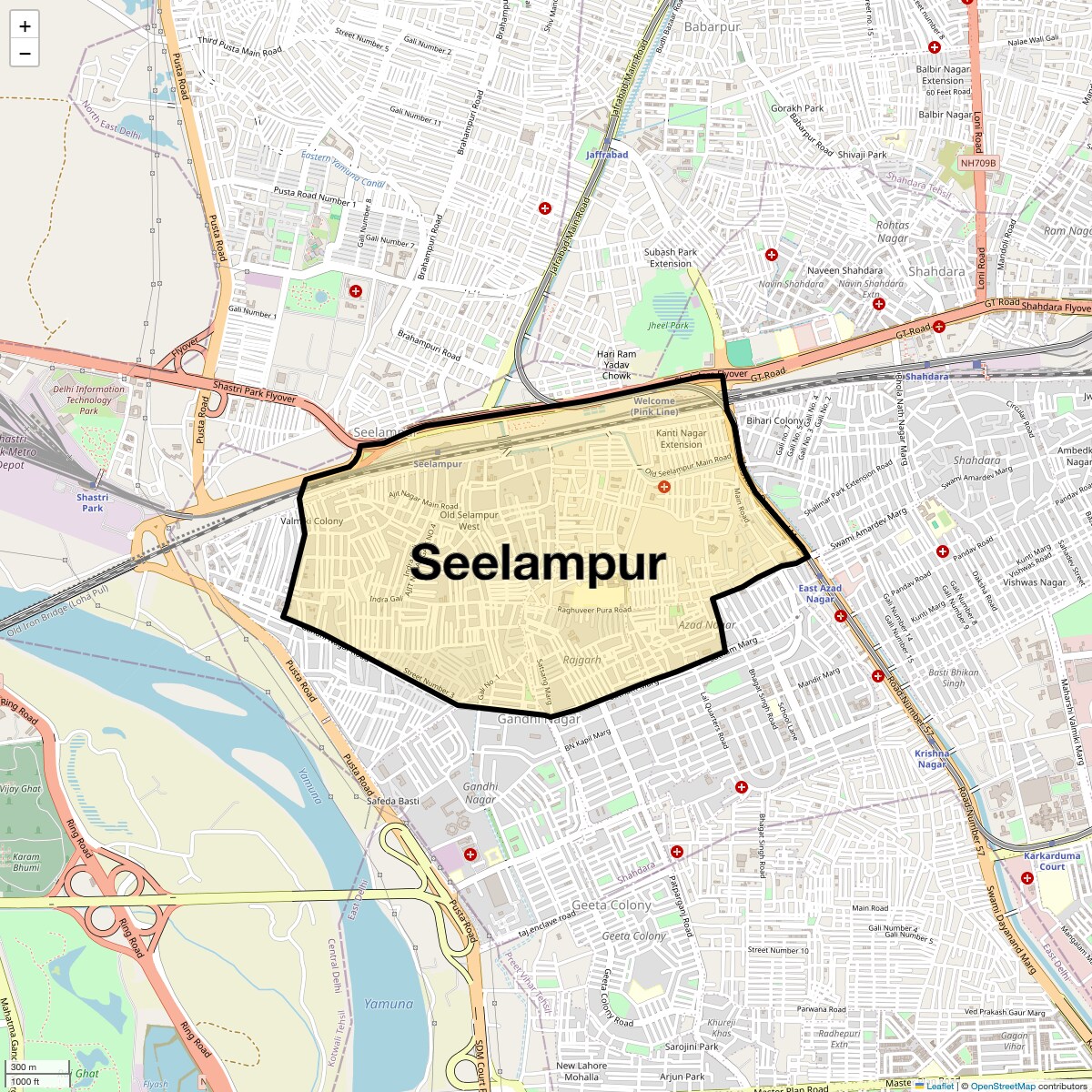 Location Map of Seelampur, Delhi