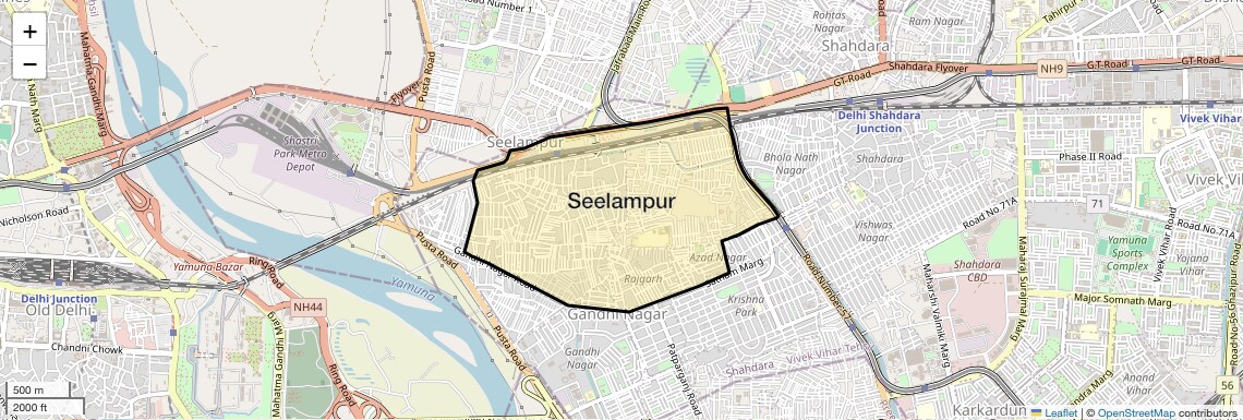 Location Map of Seelampur, Delhi