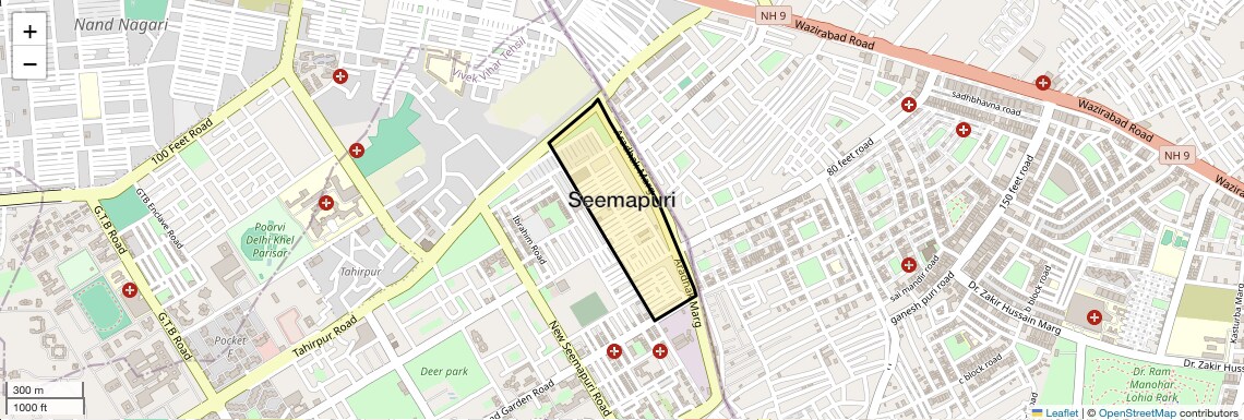 Location Map of Seemapuri, Delhi