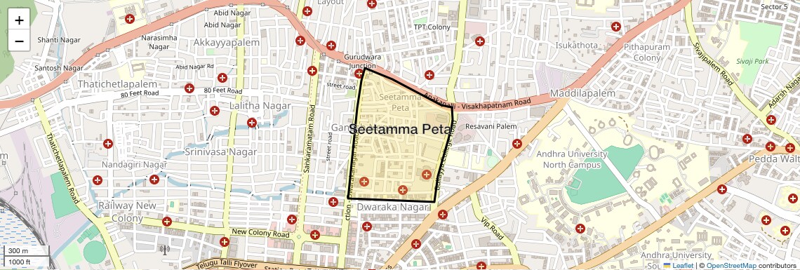 Location Map of Seetamma Peta, Vizag