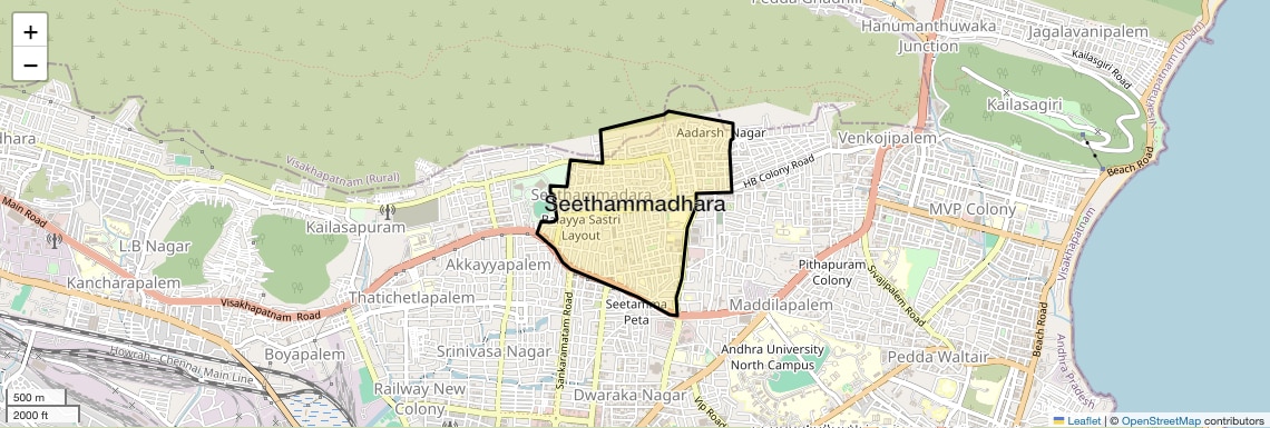 Location Map of Seethammadhara, Vizag