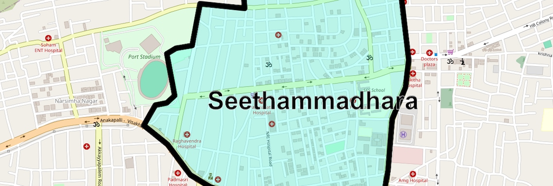 Location Map of Seethammadhara, Vizag