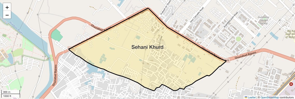 Location Map of Sehani Khurd, Ghaziabad