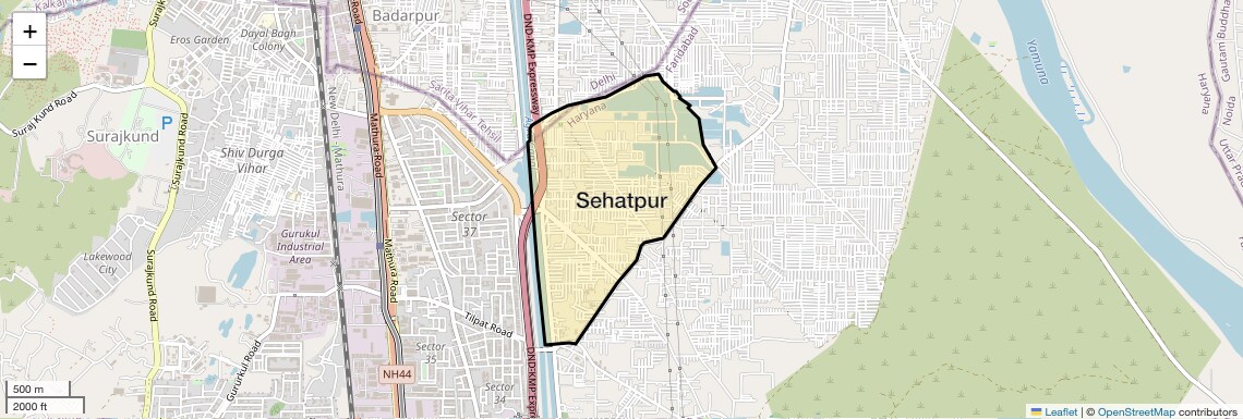 Location Map of Sehatpur, Faridabad