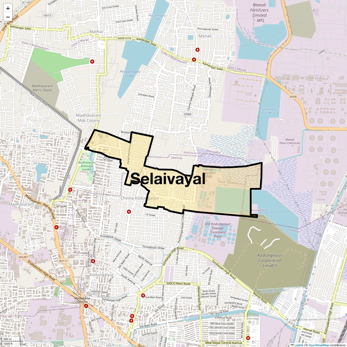 Location Map of Selaivayal, Chennai