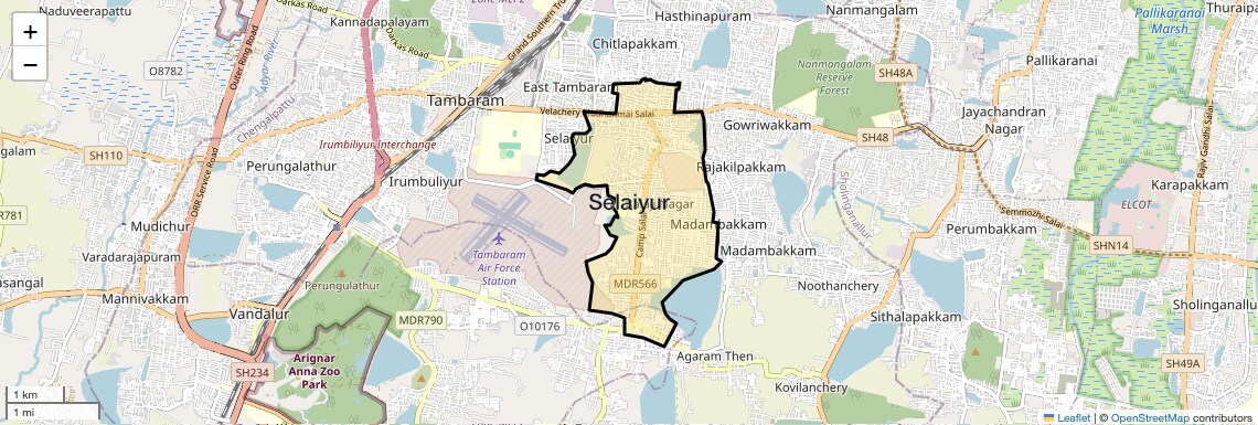 Location Map of Selaiyur, Chennai