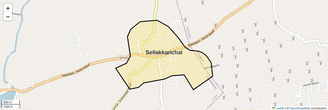 Location Map of Sellakkarichal, Coimbatore