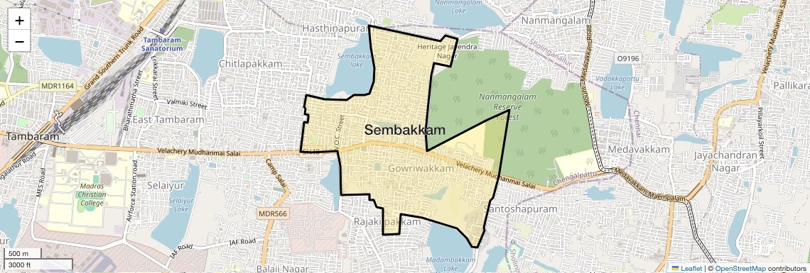 Location Map of Sembakkam, Chennai