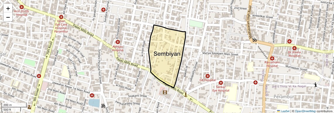 Location Map of Sembiyan, Chennai