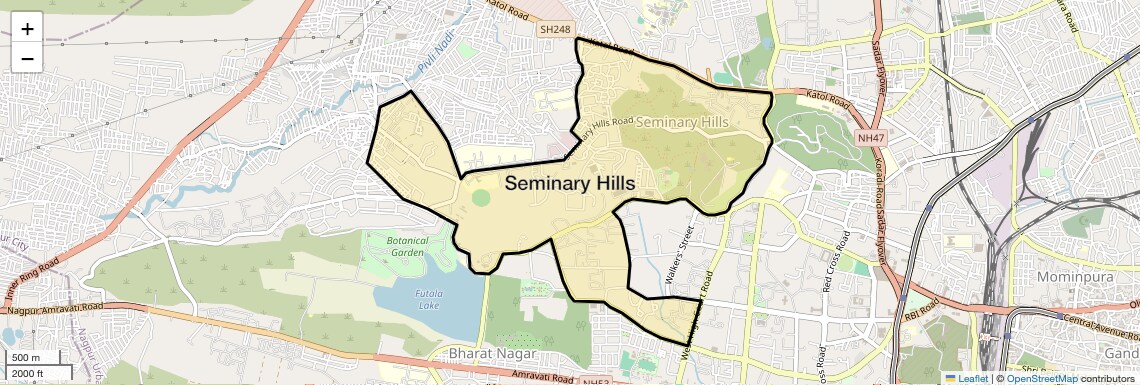 Location Map of Seminary Hills, Nagpur