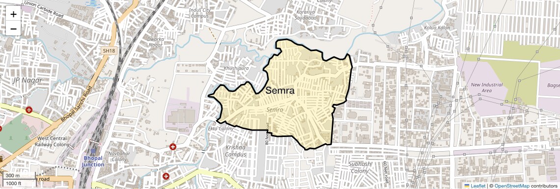 Location Map of Semra, Bhopal