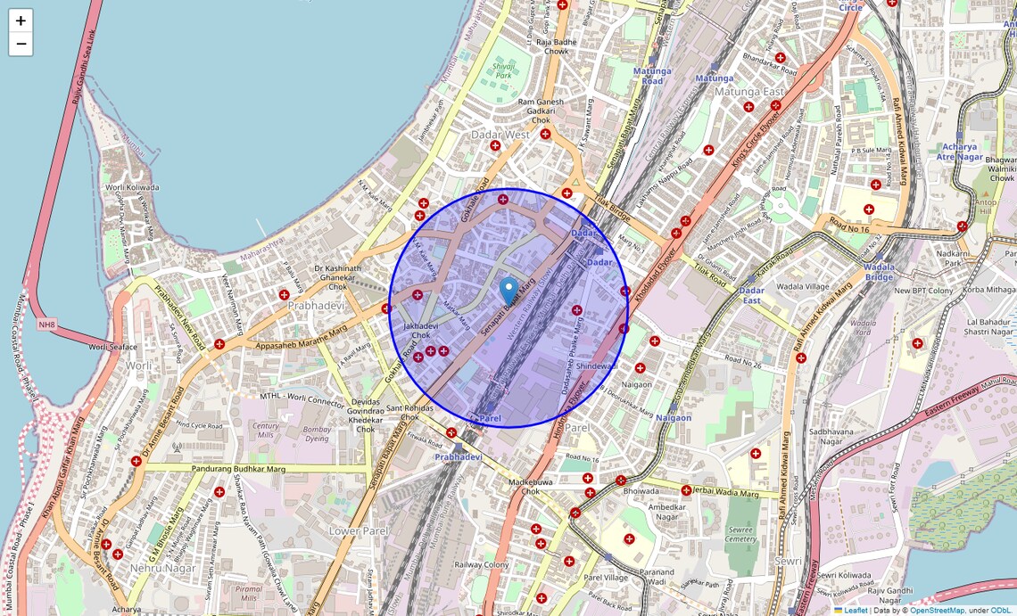 Location Map of Senapati Bapat Marg, Mumbai