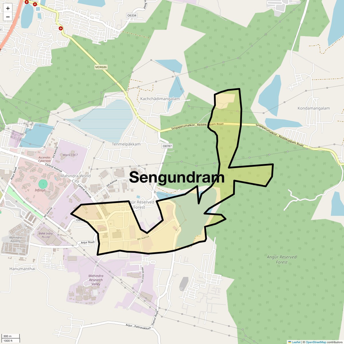 Location Map of Sengundram, Chennai