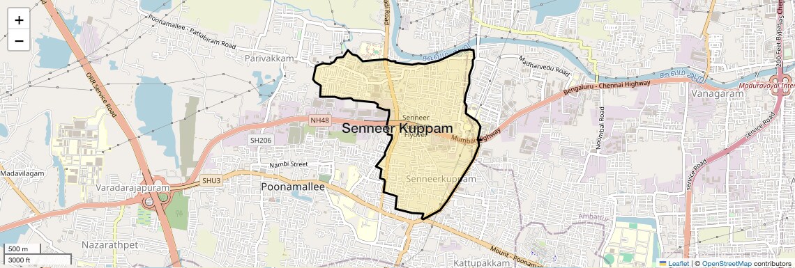 Location Map of Senneer Kuppam, Chennai