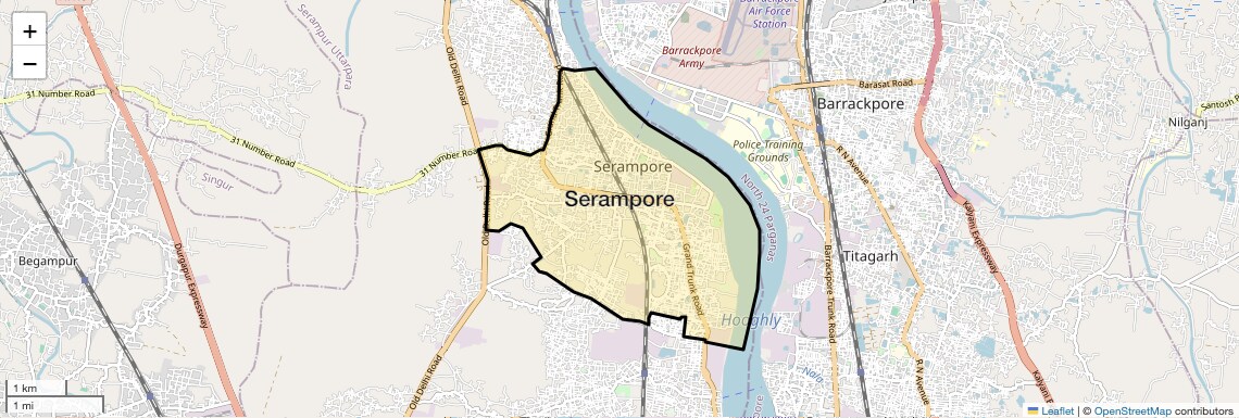 Location Map of Serampore, Kolkata