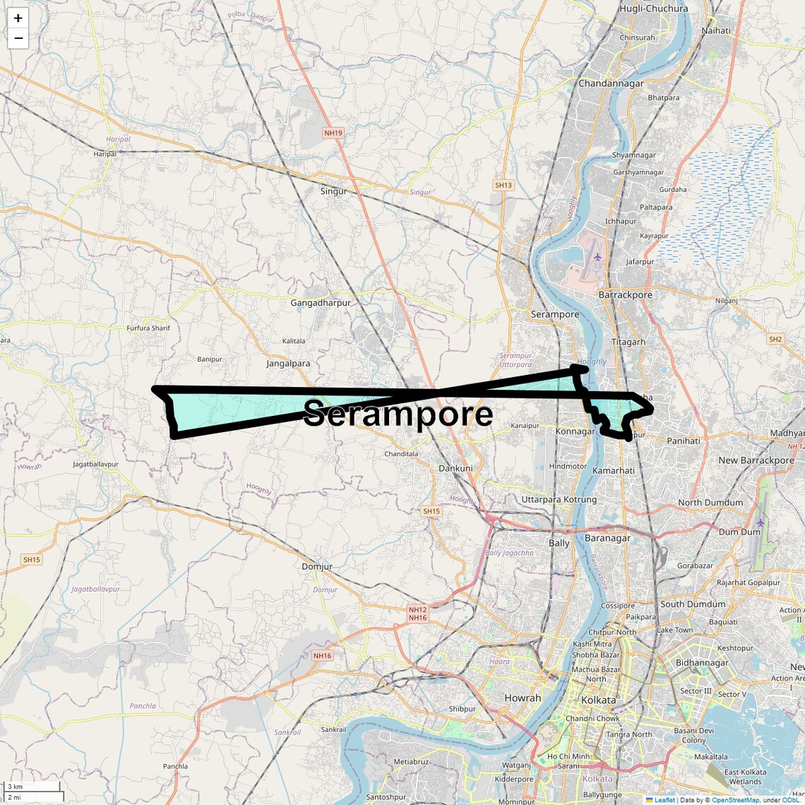 Location Map of Serampore, Kolkata