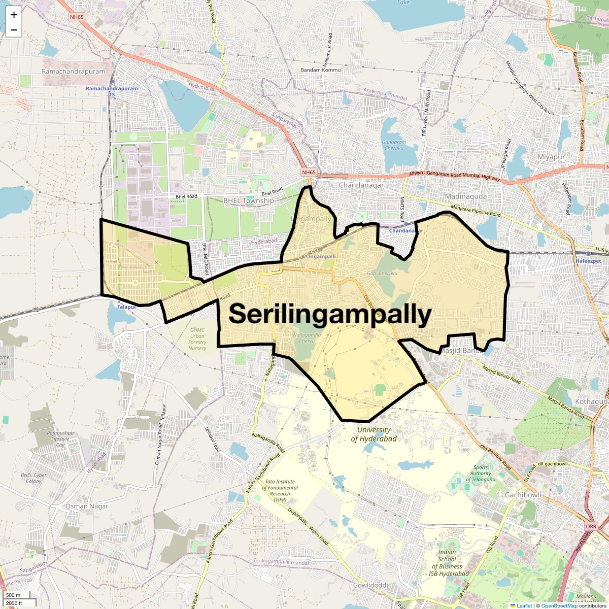 Location Map of Serilingampally, Hyderabad