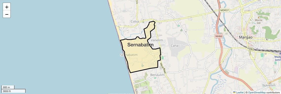 Location Map of Sernabatim, Goa