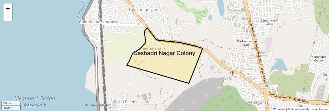 Location Map of Seshadri Nagar Colony, Vizag