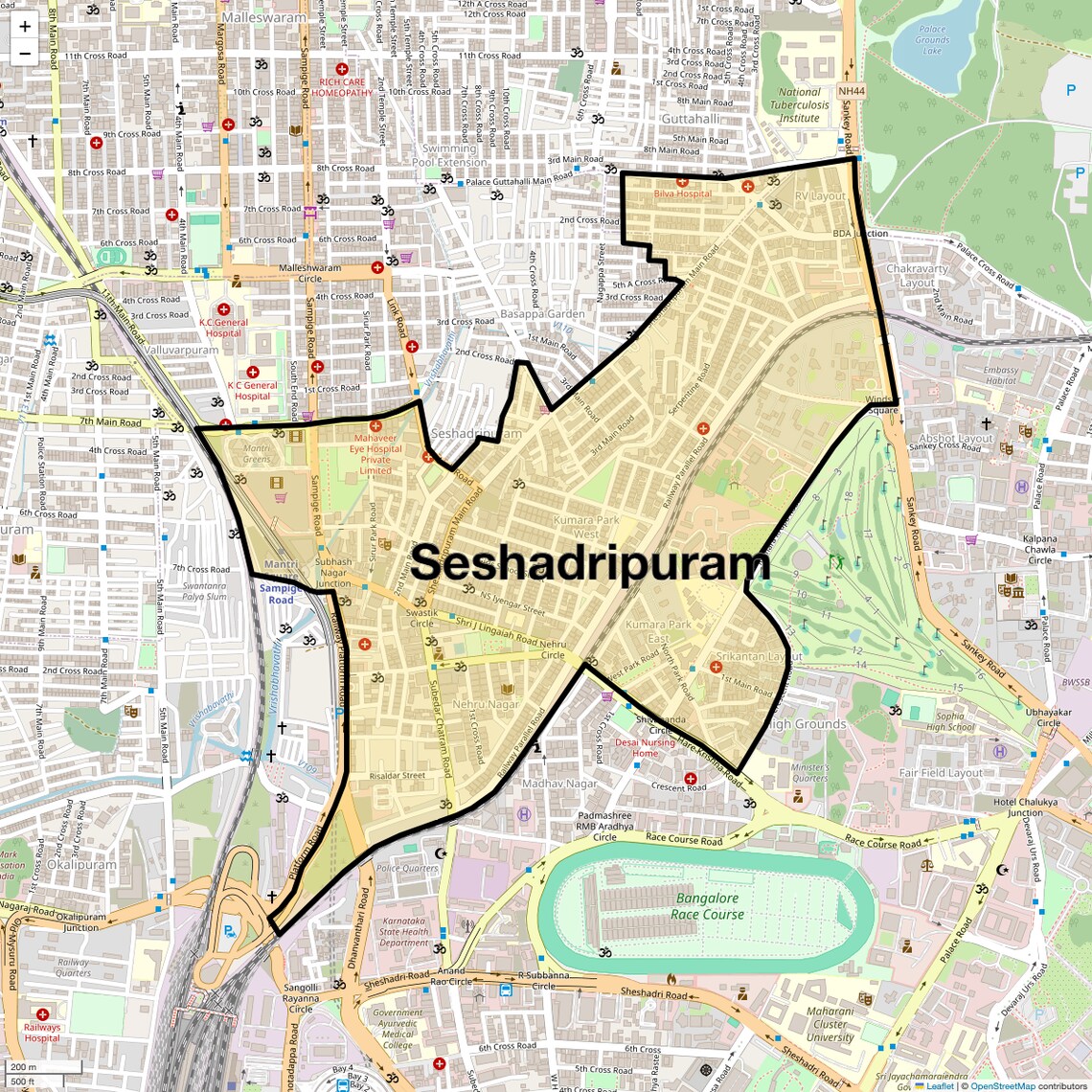 Location Map of Seshadripuram, Bangalore
