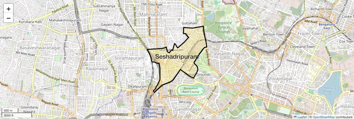 Location Map of Seshadripuram, Bangalore
