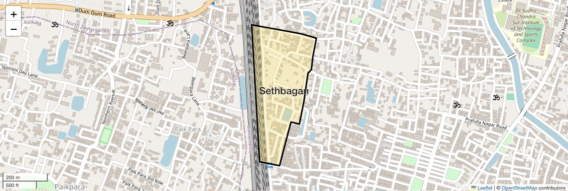 Location Map of Sethbagan, Kolkata
