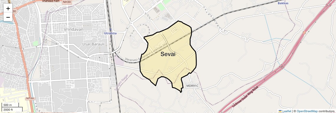 Location Map of Sevai, Lucknow