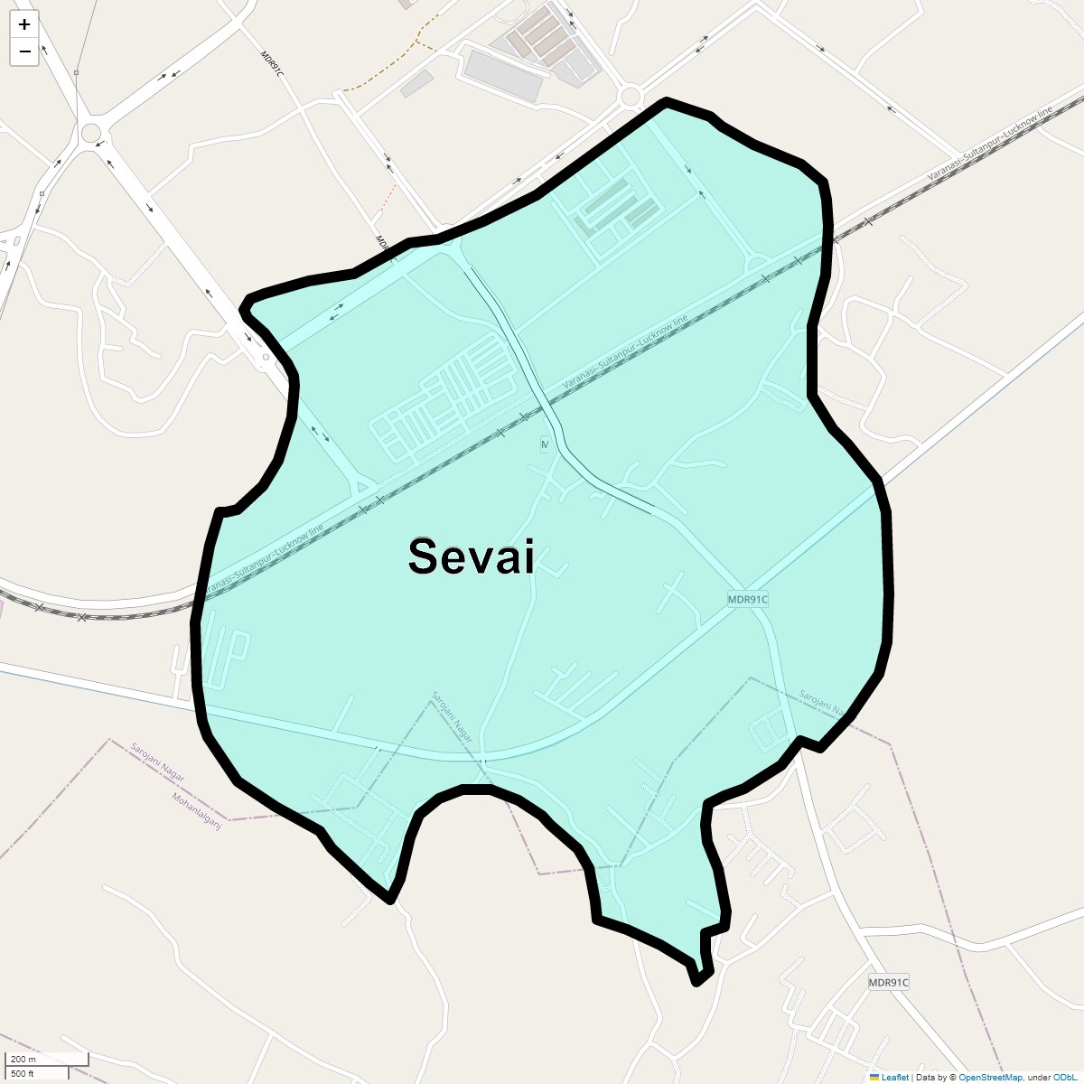 Location Map of Sevai, Lucknow