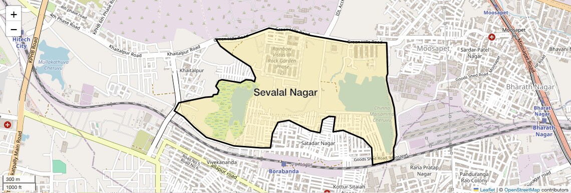 Location Map of Sevalal Nagar, Hyderabad
