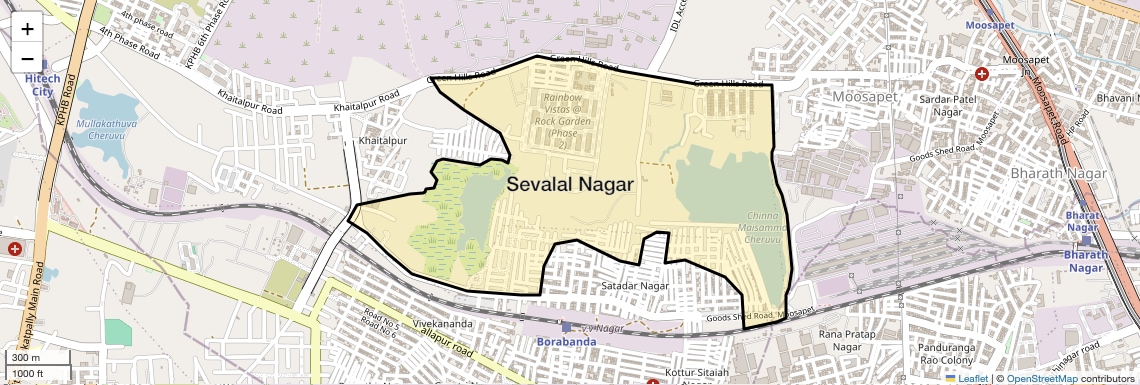 Location Map of Sevalal Nagar, Hyderabad
