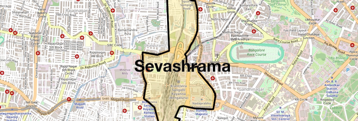 Location Map of Sevashrama, Bangalore