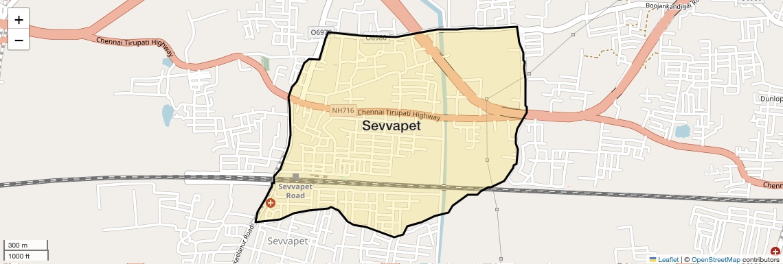 Location Map of Sevvapet, Chennai