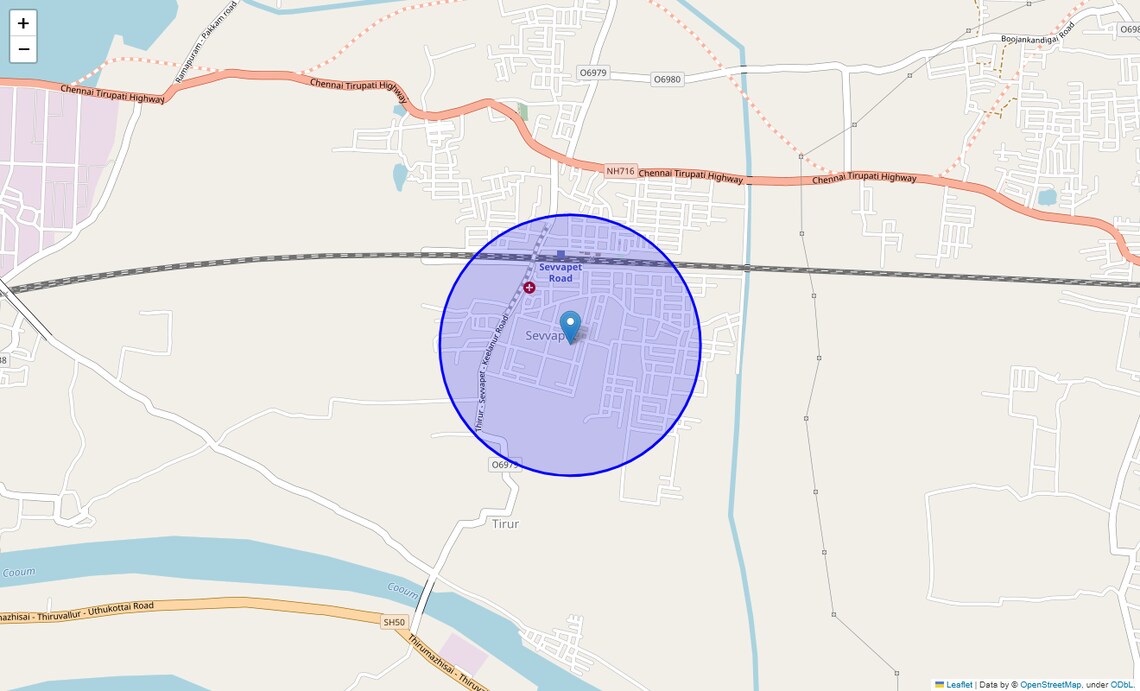 Location Map of Sevvapet, Chennai