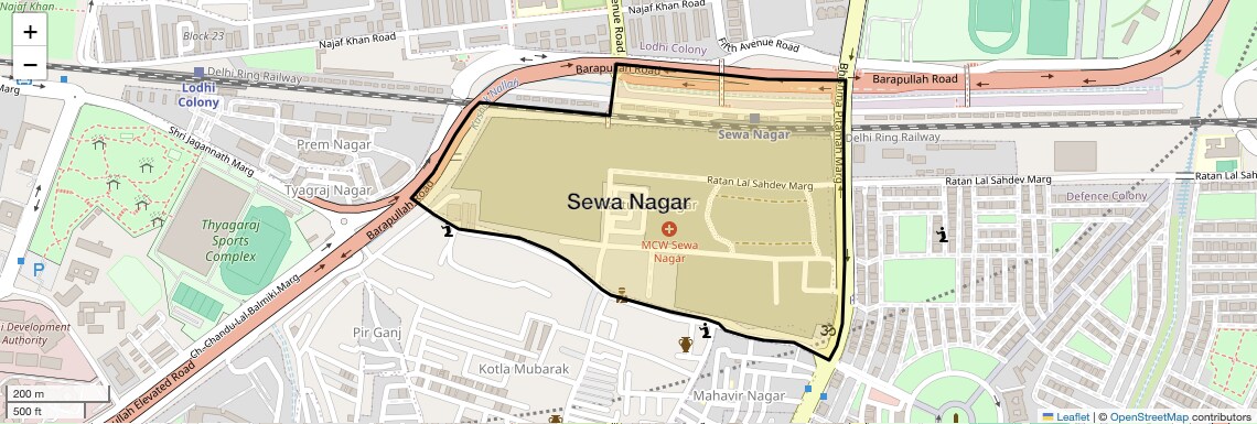 Location Map of Sewa Nagar, Delhi