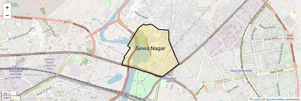 Location Map of Sewa Nagar, Ghaziabad