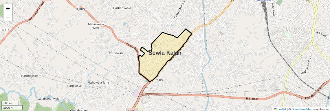 Location Map of Sewla Kalan, Dehradun